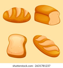 illustration of a collection of various kinds of bread and bakeries