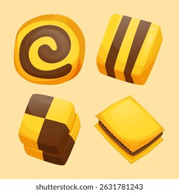 illustration of a collection of various kinds of snack and bakeries