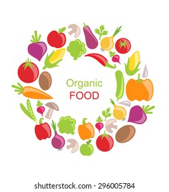 Illustration Collection of Vegetables and Fruits, Vegetarian Organic Foods - Vector