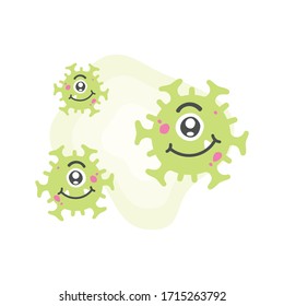 Illustration of a collection of viruses that are funny and interesting for children. Mascot design diagnosis of funny face corona virus.
