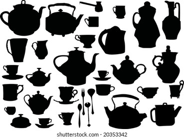 illustration with collection of ware isolated on white background