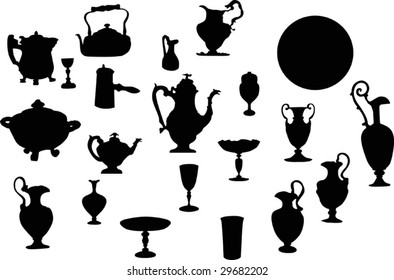 illustration with collection of ware isolated on white background