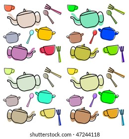  illustration with collection of ware isolated on white background