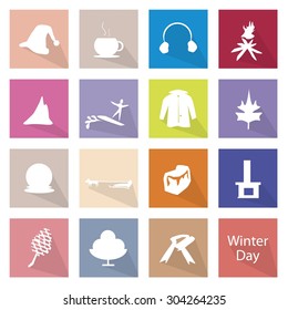 Illustration Collection of Winter Icon Labels, The Coldest Season of The Year.
