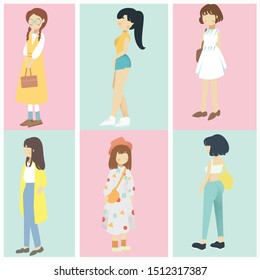 Illustration collection of a woman's fashion style
