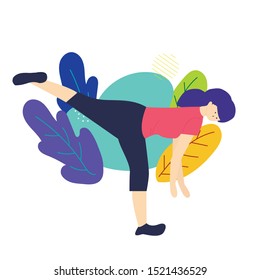 Illustration Collection of yoga poses. Asana set. - vector