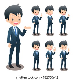 Illustration collection of a young man employee wearing a suit