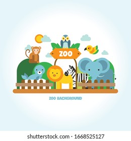 Illustration collection of zoo animals