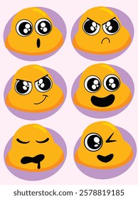 Illustration collections of yellow emoji faces with various expressions happy, sad, surprised, cute emoticon