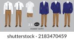 Illustration of college or high school student uniform. Set of clothes for boys and men.