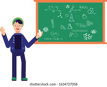 An illustration of a college student explains the material. A vector of college character illustration, this illustration can use as a sticker also. 