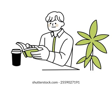  Illustration of a college student reading a book