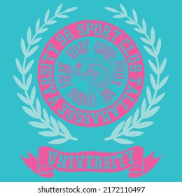 Illustration college University design with fish and text sport club athletics