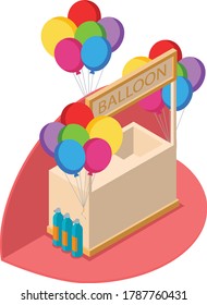 Illustration of collorful balloon stall
