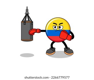 Illustration of colombia flag boxer , character design