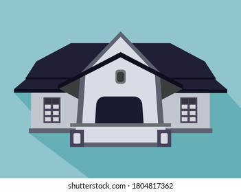 An illustration of colonial house isolated on blue background