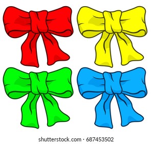 Illustration of the color bow knots set