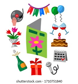 illustration of the color cartoon celebrations and event card