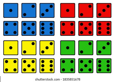Illustration of color dice isolated on white	