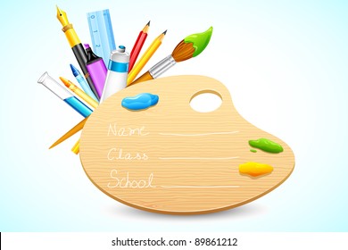 illustration of color palette with stationery on abstract background