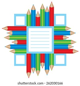 illustration of a color pencils frame. Back to school concept
