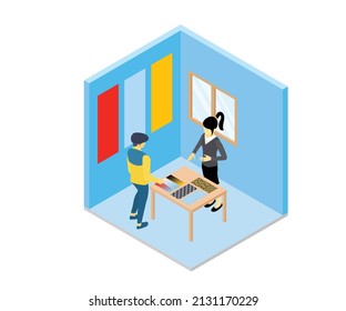 Illustration of color selection in room painting