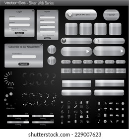 Illustration of a color set of silver web elements.