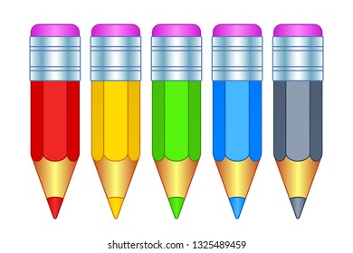 Illustration of the color small pencil icon set