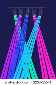 Illustration of color spotlights. Image for party flyer.