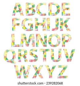  illustration  with colored alphabet on white background