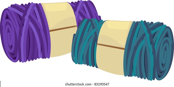 illustration colored balls of yarn