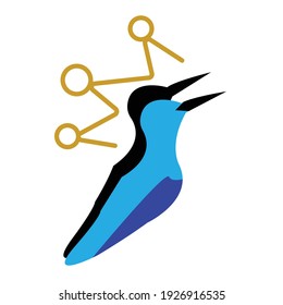 illustration of colored bird image on his head there is a good king crown for bird lovers logo