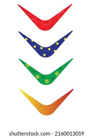 illustration of colored boomerangs. For sports, recreation and good times