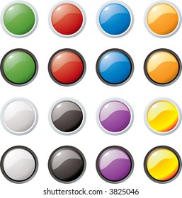 Illustration of colored buttons with an outer rim in two color variations