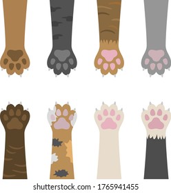 Ilustración de las patas de un gato de colores con garras.