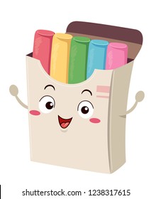 Illustration of a Colored Chalk Box Mascot Showing Chalks in  Different Colors