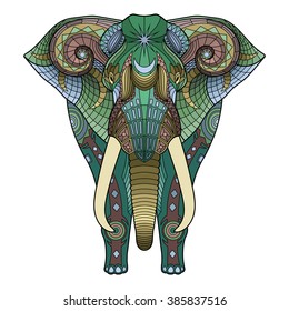 Illustration of colored contour elephant