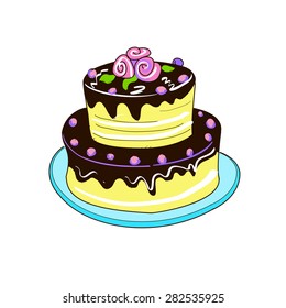 illustration Colored doodle pie on a white background