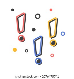 Illustration of a colored exclamation point isolated on a white background. Concept of an important message, attracting attention. Template for ads, advertising, business. Vector. Flat cartoon style.