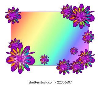 Illustration colored frame with flowers
