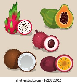Illustration of colored fruits set on light background