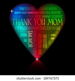 Illustration colored hearth created from text on black background.