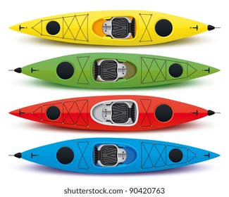 illustration of colored kayaks