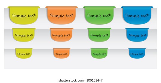 Illustration of colored labels with sample text message