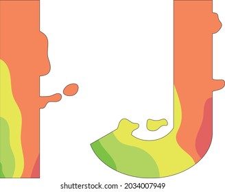 Illustration of colored letters I and J