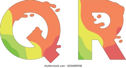 Illustration of colored letters Q and R