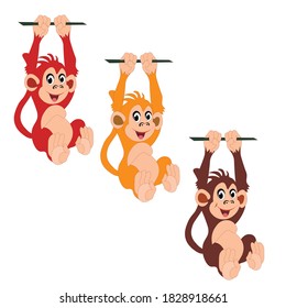 illustration of colored monkeys for children
