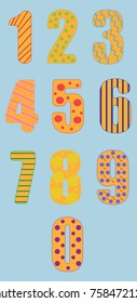 illustration of colored numbers, numbers with different patterns