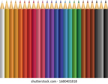 Illustration of colored pencils for drawing. Set for the artist.