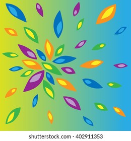 Illustration of colored petals on a colored background